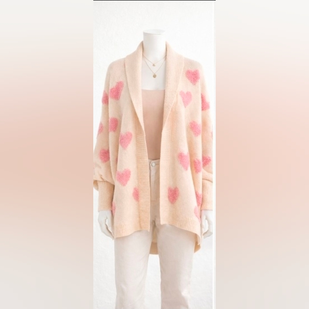 Anthroplogie X Textured Heart Knit Open Luxe Cardigan Size Os NIP$240 *Retired* - Picture 14 of 15